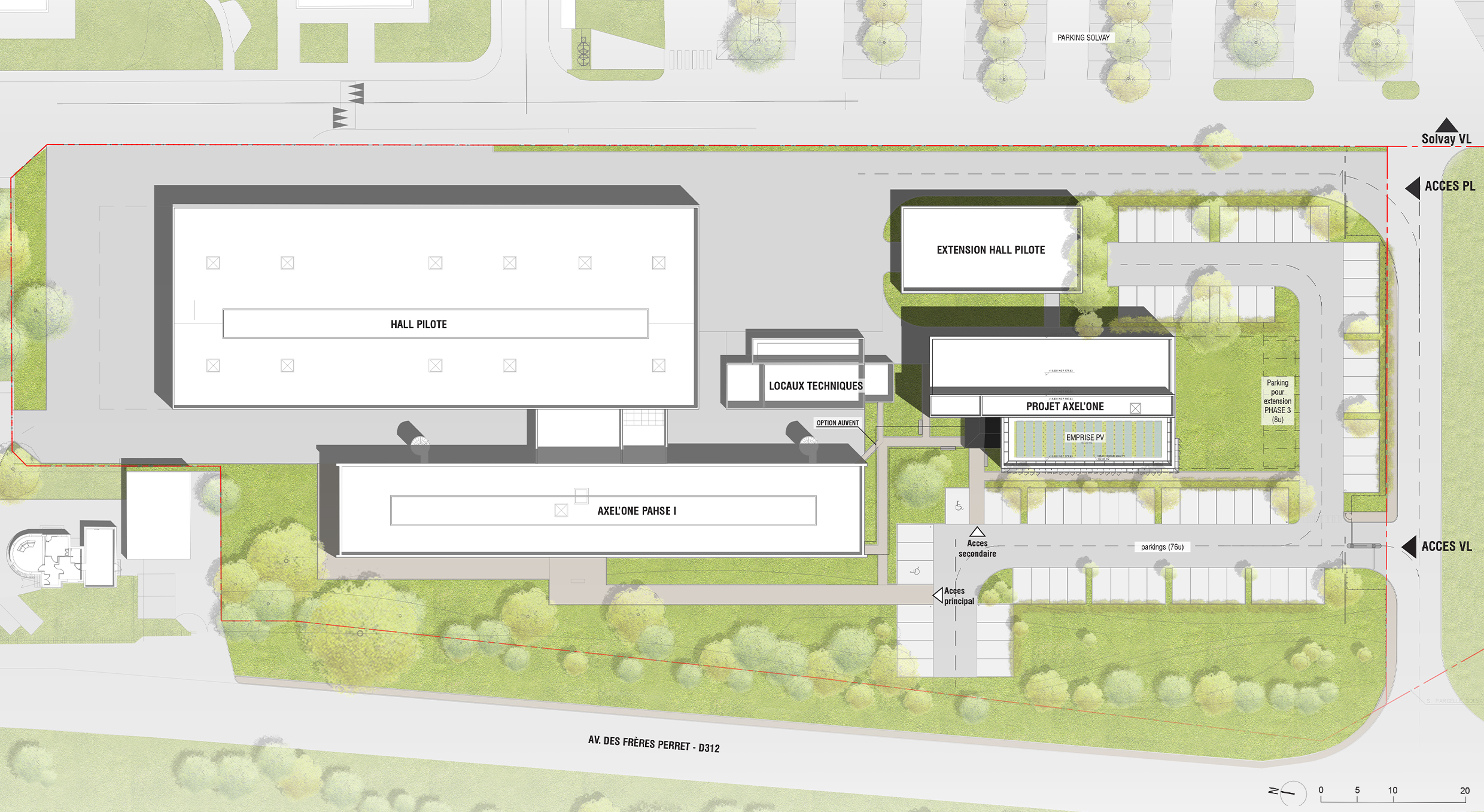 Bâtiment de Bureaux et Laboratoires pour AXEL'ONE à Saint-Fons (69)_PLAN DE MASSE